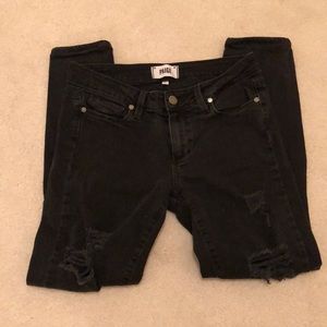Black Destroyed Skinny Paige Jeans